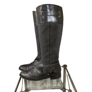 Etienne Aigner Tall Leather Gilbert Riding Boots women’s Size 7.5 Black Grey